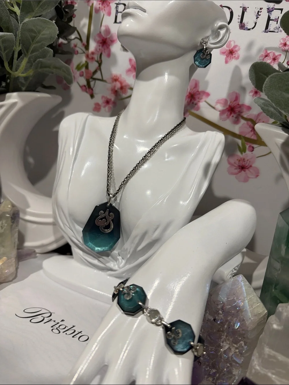 🆕🩵 RARE SET! BRIGHTON ‘Shell Shimmer’ Teal Ombre Necklace, Bracelet, and Earring